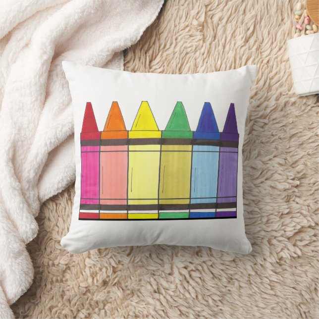 Coussin Crayons arc-en-ciel colorés Fournitures d'art Fier (Couverture)