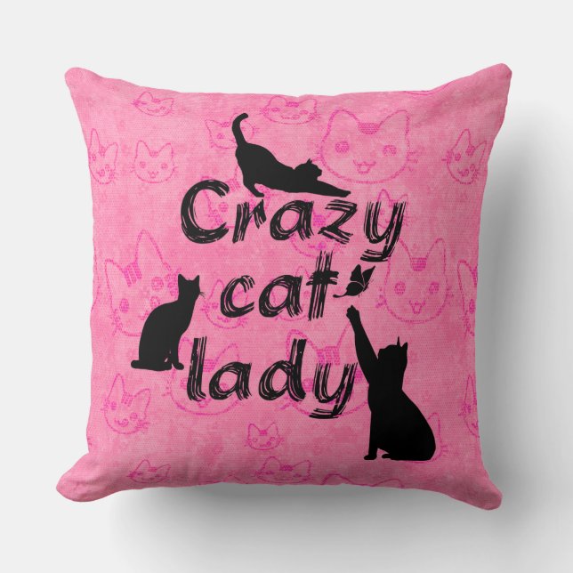 Coussin Crazy Chat Lady mignonette petites kitties Motif E (Recto)