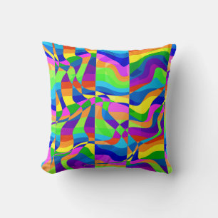 Coussin Crazy Neon style arc-en-ciel