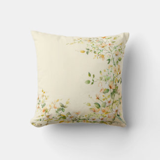 Coussin Cream-colored pillow with delicate watercolor flor