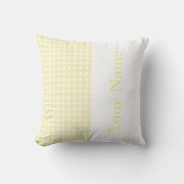 Coussin Cream Modern Houndstooth avec nom (Recto)