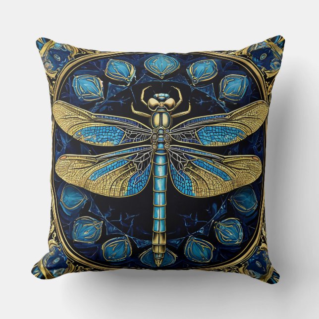 Coussin Création artistique de libellule complexe (Recto)