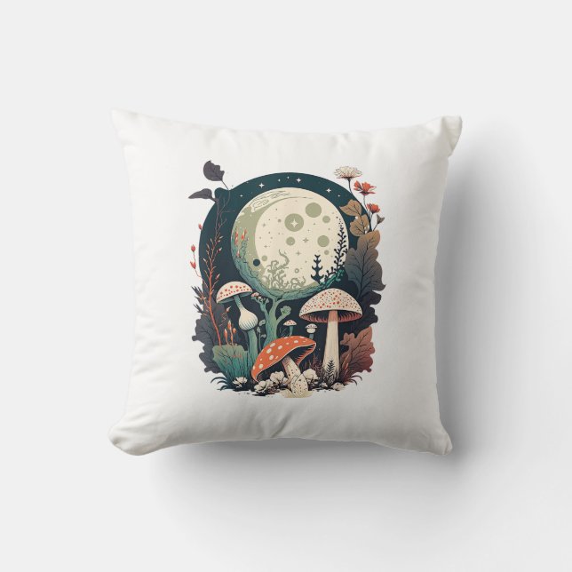 Coussin Création de champignon Aesthetic Goblincore et Cot (Recto)