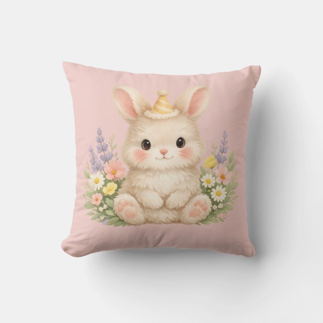 Coussin Création de fleur sauvage de lapin duveteux pour u (Recto)
