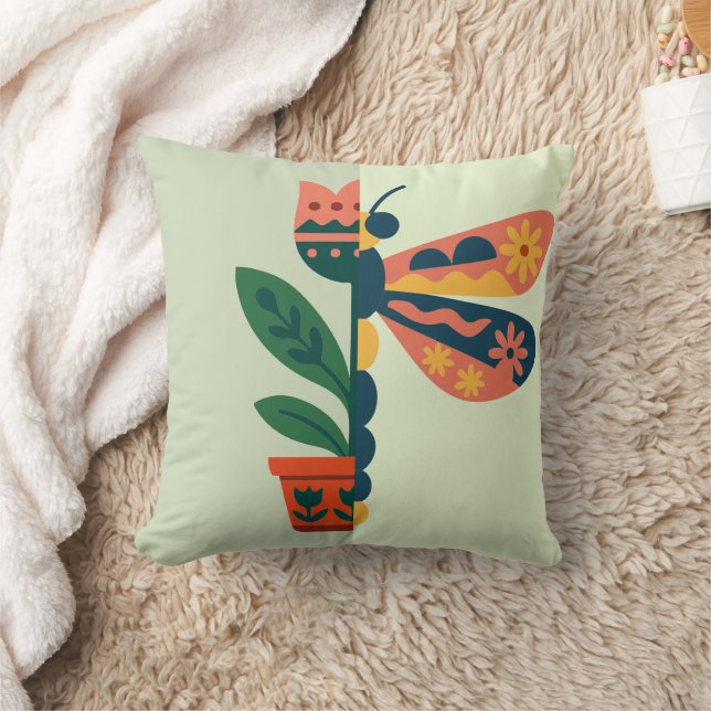 Coussin Création de libellule florale fantaisiste (Couverture)