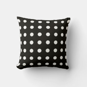 Coussin Création de motif à pois noir et blanc chic