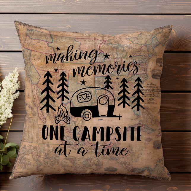 Coussin Création de Souvenirs Fun Camper Carte d'Été (Créateur téléchargé)