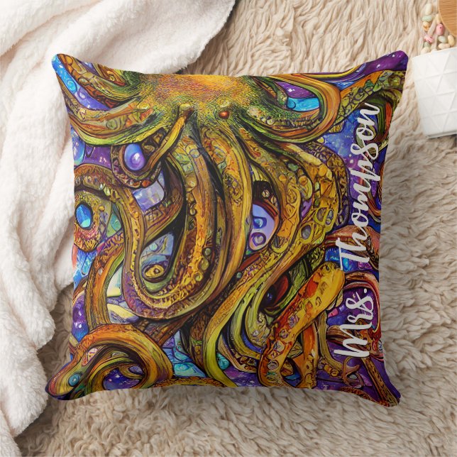 Coussin Creator Sea Octopus avec un nom personnalisé (Couverture)
