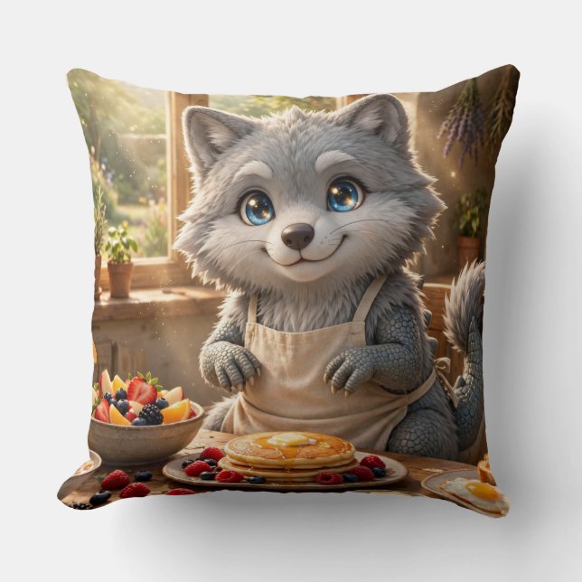 Coussin Créature de petit déjeuner de cottage mignon (Recto)