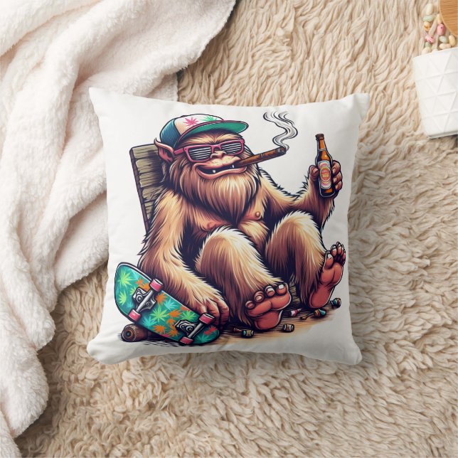 Coussin Créature détendue profitant d'une fête sur un skat (Couverture)
