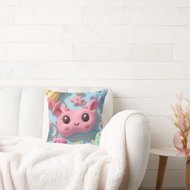 Coussin Créatures Fantastiques Pastel Kawaii (Canapé)