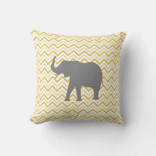 Coussin Crèche de bébé de conception de zigzag de jaune (Recto)