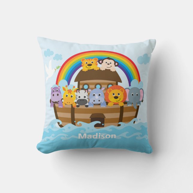 Coussin Crèche personnalisée de l'Arche de Noé (Recto)
