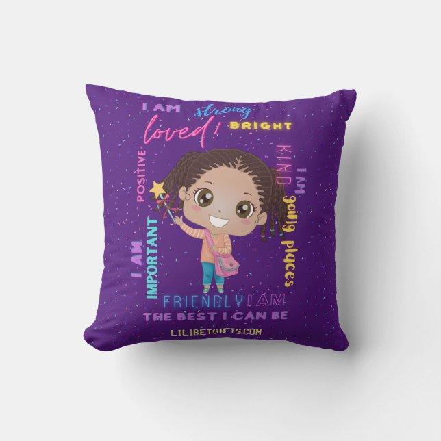 Coussin Créez vos propres affirmations positives de fille  (Recto)