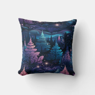 Coussin Créez vos propres arbres de Noël pourpres de minui