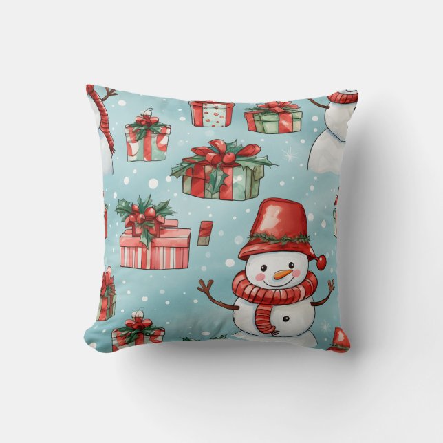 Coussin Créez vos propres bonhommes de neige joyeux (Recto)