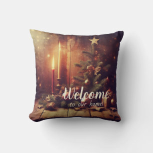 Coussin Créez vos propres grandes bougies de Noël & arbre