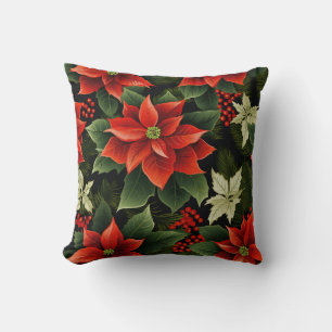 Coussin Créez vos propres poinsettias rouges élégantes