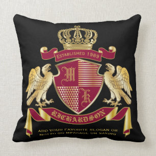 Coussin Créez votre propre blason d'armoiries d'aigle rou