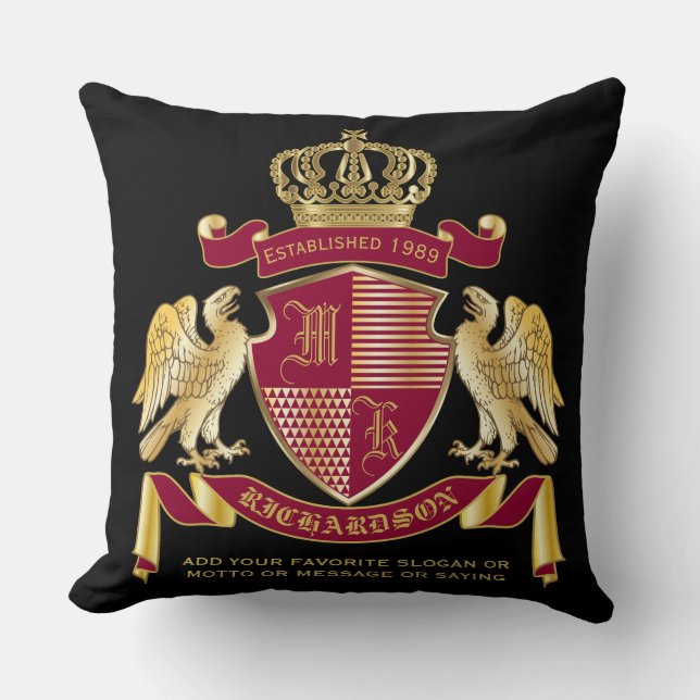 Coussin Créez votre propre blason d'armoiries d'aigle roug (Recto)