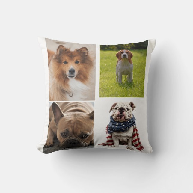 Coussin Créez Votre Propre Collage De 4 Photos D'animaux (Recto)