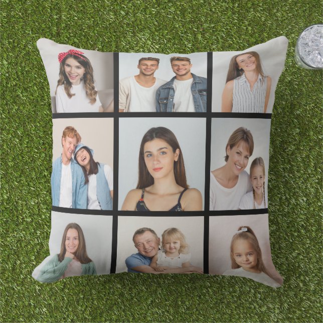 Coussin Créez votre propre collage de 9 photos (Herbe)