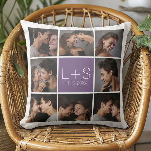 Coussin Créez Votre Propre Collage de Photos de Mariage Mo