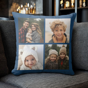 Coussin Créez votre propre collage de photos - Navy 4 phot