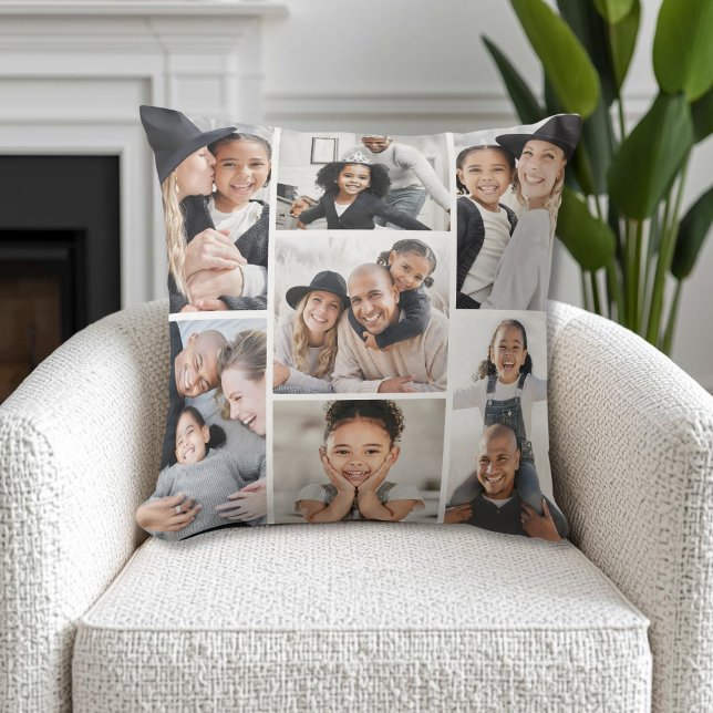 Coussin Créez Votre Propre Collage Photo (Create Your Own Photo Collage Throw Pillow)