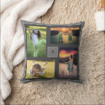 Coussin Créez votre propre collage photo de famille monogr<br><div class="desc">Montage photo de nom de famille moderne pour 8 photos de votre famille,  coussin. Vous pouvez facilement modifier les photos et ajouter votre propre monogramme pour personnaliser.</div>