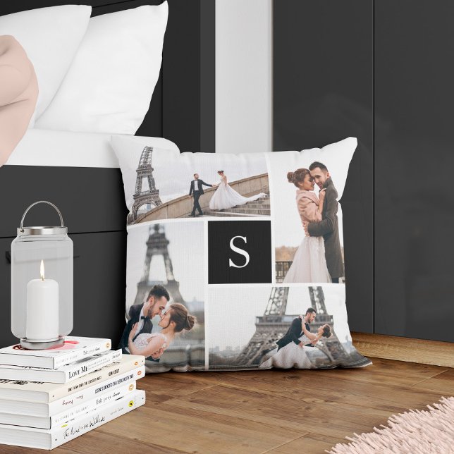 Coussin Créez votre propre collection de 5 photos monogram (Créateur téléchargé)