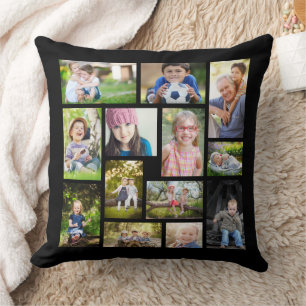 Coussin Créez votre propre collection multi-photos noir bl