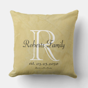 Coussin Créez votre propre crème Faux Monogramme en cuir