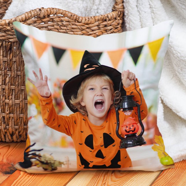Coussin Créez votre propre enfant-enfant Halloween 2 Photo (2-photo Halloween Pillow for parents, grandparents, aunts, uncles...)