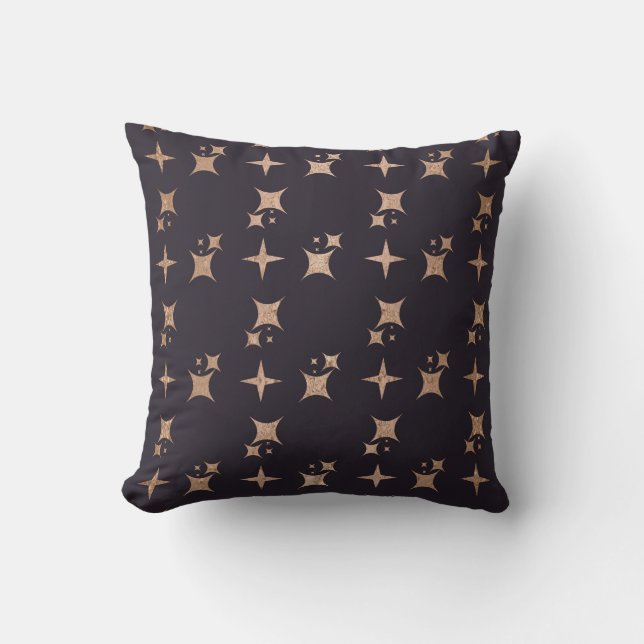 Coussin Créez Votre Propre Étoile Noire et Or Rose (Recto)