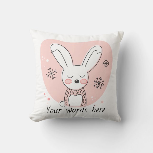 Coussin Créez Votre Propre Lapin Rétro Orange Noël (Recto)