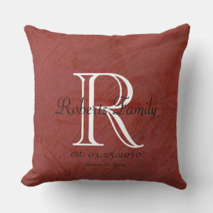 Coussin Créez votre propre monogramme en cuir Faux rouge