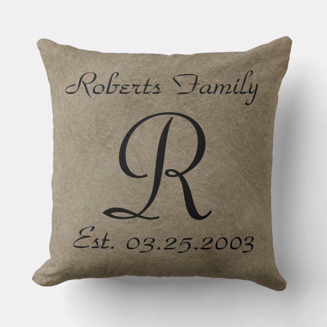 Coussin Créez Votre Propre Monogramme en Fausse Cuir Café (Recto)