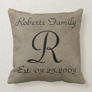 Coussin Créez Votre Propre Monogramme en Fausse Cuir Café