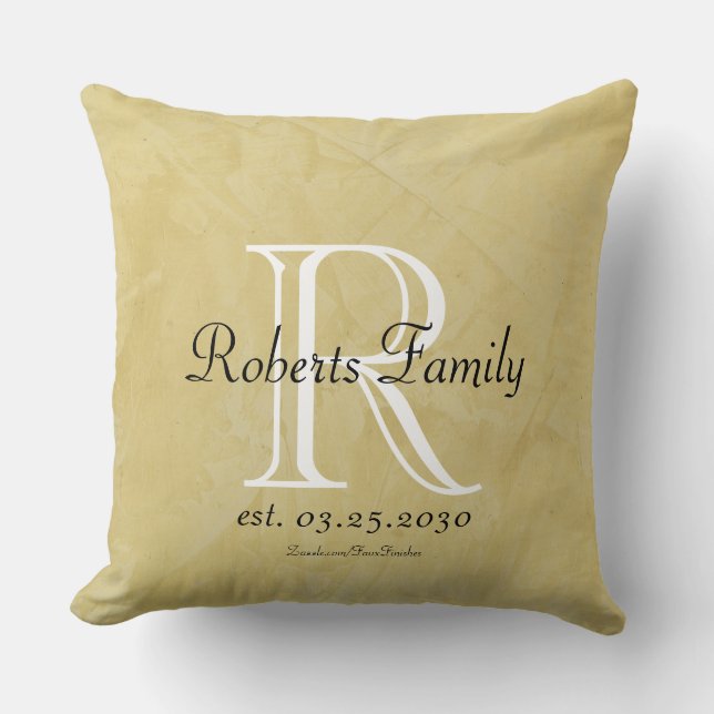 Coussin Créez Votre Propre Monogramme en Faux Cuir Crème (Recto)