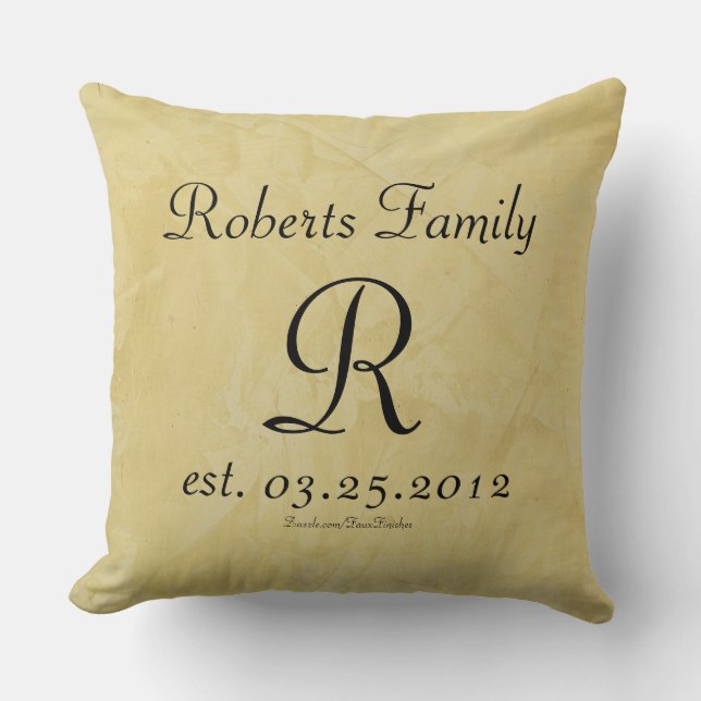 Coussin Créez Votre Propre Monogramme en Faux Cuir Crème (Recto)