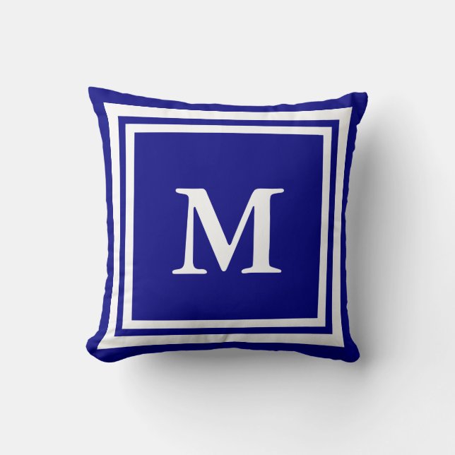 Coussin Créez votre propre monogramme Marine bleu et blanc (Recto)