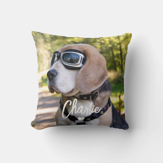 Coussin Créez Votre Propre Nom de Chien Photo (Recto)