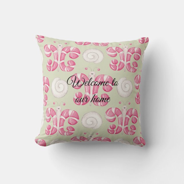 Coussin Créez votre propre papillon Peppermenthe Noël (Recto)