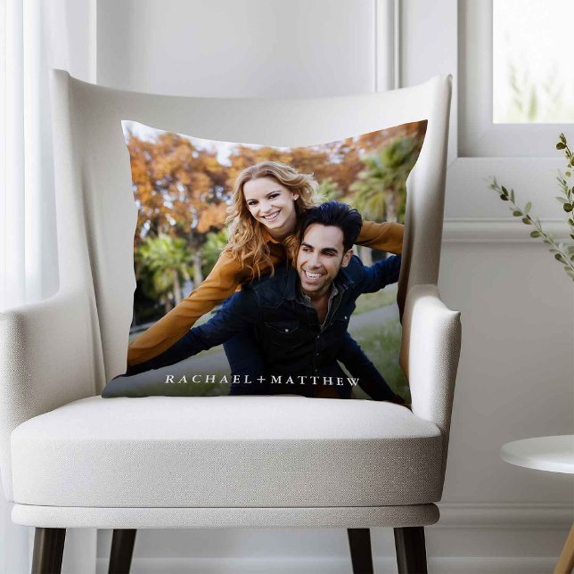 Coussin Créez votre propre photo Couple | Ajouter des noms (Créateur téléchargé)