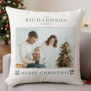 Coussin Créez Votre Propre Photo Simple Noël Vacances   