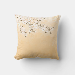 Coussin Crème beige en fleurs de cerisiers Asie Floral