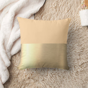 Coussin Crème Beige Gold Foil Rustique Faux