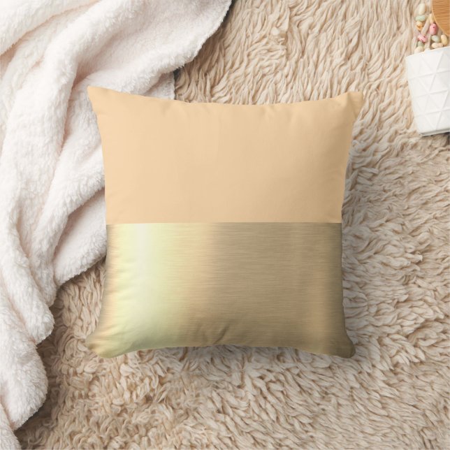 Coussin Crème Beige Gold Foil Rustique Faux (Couverture)