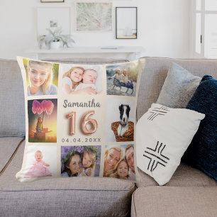 Coussin Crème beige photo collage Sweet 16